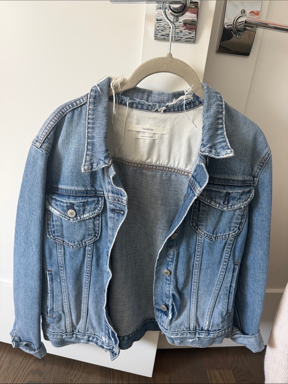 Tularosa Light Blue Denim Jacket with Distressed Collar